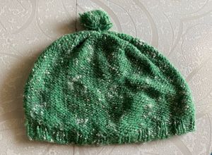 Green Knitted Beanie with Pom