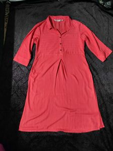 💗Coral Shirt Style Kurta on Sale!