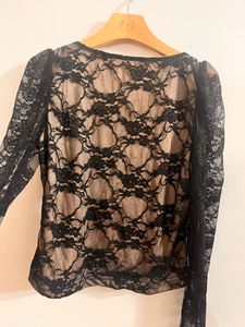 Brand New Lace Top With Plunge Neck