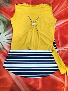 Navy Blue And Mustard Top