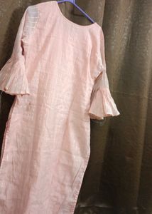Peach Colour Ambrodaried Kurta With Plazzo