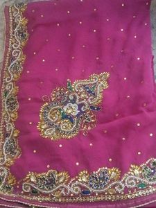 Elegant Pink Embroidered Saree
