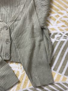 Sage Green Ribbed Cardigan