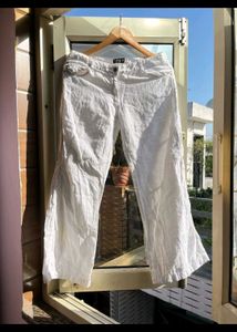 Armani Jeans white flared linen pants