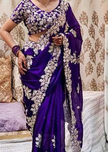 Silk Embroidery Saree With Stitch Blouse