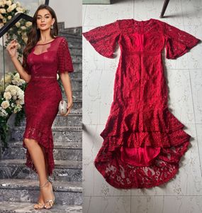 Red Lace Work Party Bodycone Dress