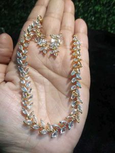 Leaf Design CZ Jewelry Set