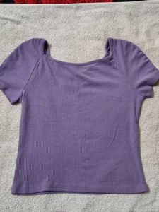 Purple Ribbed Top