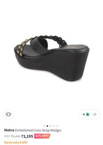 Metro Black Wedges Size UK 4 **One Time Used**