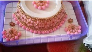 Light Pink Necklace Set For Party
