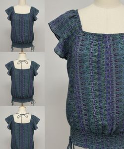 Abstract Print Patterned Blue Top