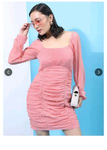 Ruched Square Neck Gathered Sheath Mini Dress 🩷