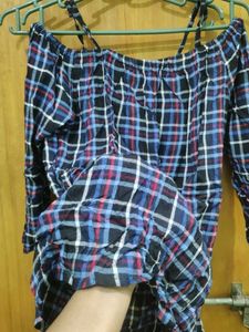 Checkered Off-Shoulder Top