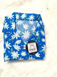Clovia Florals Night Suit In Cornflower