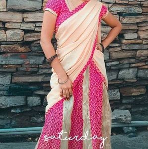 Gorgeous Pink Halfsaree🩷🩷🩷🩷🩷❤️❤️❤️❤️🌸🌸🌸🌸.
