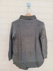 Gray Layered Look Sweater