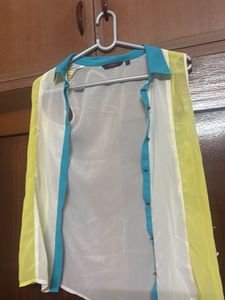 Sheer Colorful Button Down Top