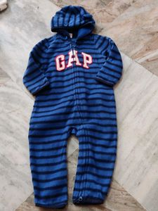 GAP Kids Blue Striped Fleece Romper