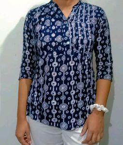 Patterned Navy Button-Down