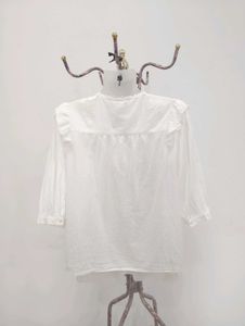 Ruffled White Button down Blouse