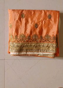 Festive Peach &amp; Cream Color Saree