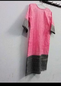 Pink &amp; Gray Short Kurti Rayon Xl Donate