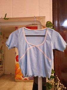 Cute Light Blue Crop Top