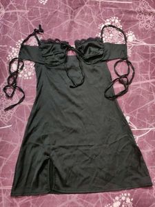 Black Satin Mini Dress