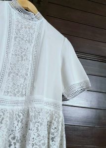 Zara Elegant White Lace Peplum Top