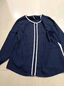 Nevy Blue Silk Top For Casual Wear