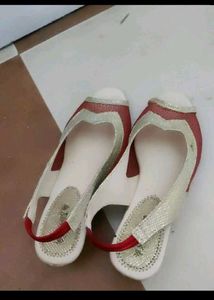 Red & White Slingback Flats