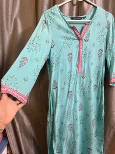 Blue Pink Boarder Kurta Top