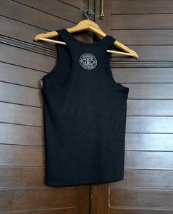 Women Black Ribbed Cotton Tank Top