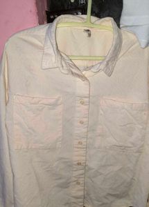 Peach Women Corduroy Shirt