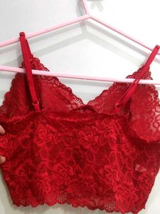 Red Lacy Embroidered Bralette Set (Free Size)