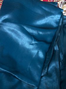 satin blue saree
