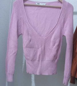 ZARA Pink Knit Sweater