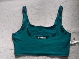 Teal Cropped Tank Top Combo Of 2 Bra And Underwear