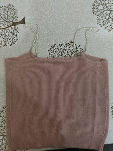 Pink top with pearl strip