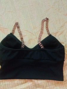 Black Chain Strap Crop Top