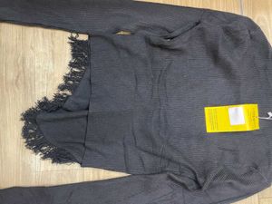 Asymmetrical Fringe Hem Top - Size XS/S