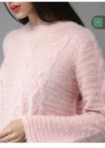 Pink Self Design Sweater