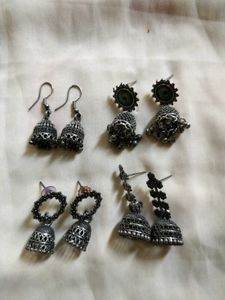 Silver Jhumka Earring Set