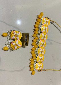 (unused)yellow kundan Jewellery Set