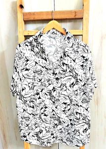 White Printed Cotton Shirt Size-42-44