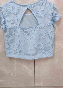 Blue Floral Crop Top