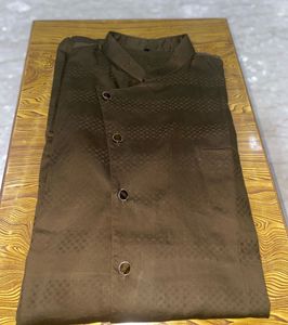 Deep Mehendi Green Asymmetric Men Kurta Pant Set