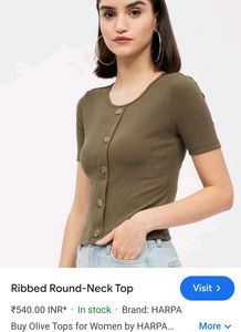 Hollister Olive Green Ribbed Button-Down Top