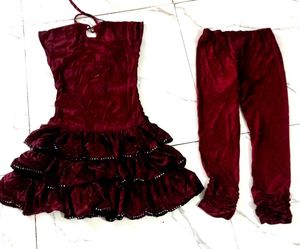 New Tip Rop Frock Set With Laggie For Cute Girls