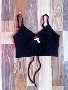 H&amp;M Black Cut Out Crop Top